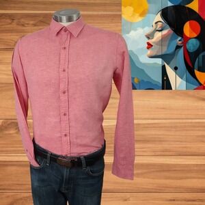 Banana‎ Republic Mens  Red Button Down Shirt 100% Cotton Sz S/ 14-14.5